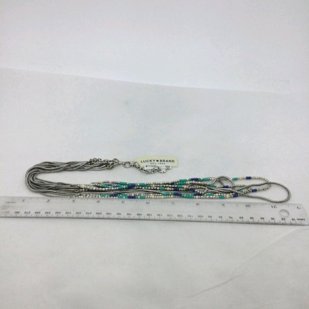 NWT Lucky Brand Blue Teal & White Beaded Multi Strand Necklace 32" - Picture 5 of 5